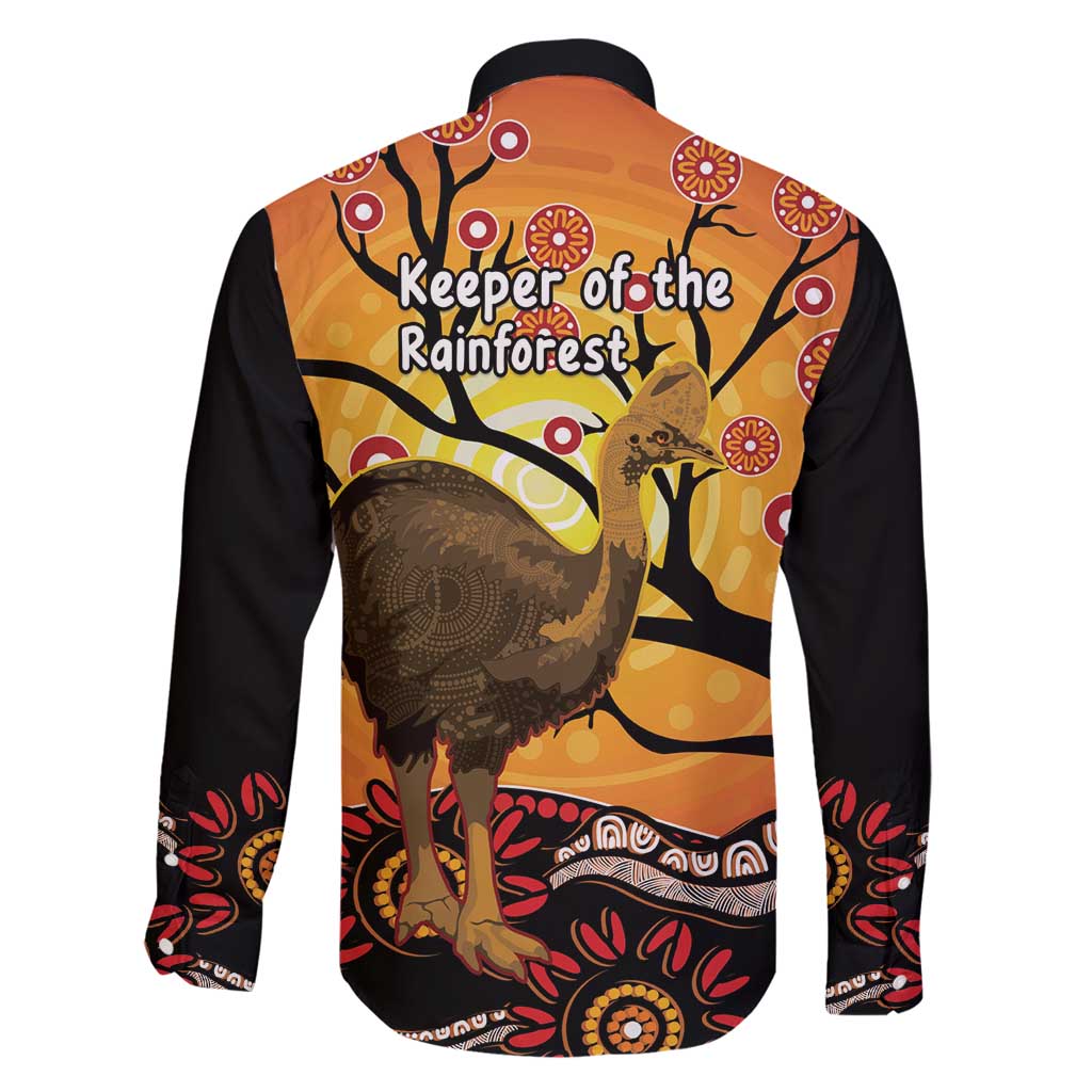 Keeper Of The Rainforest Cassowary Family Matching Summer Maxi Dress and Hawaiian Shirt Aboriginal Art