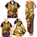 Keeper Of The Rainforest Cassowary Family Matching Tank Maxi Dress and Hawaiian Shirt Aboriginal Art