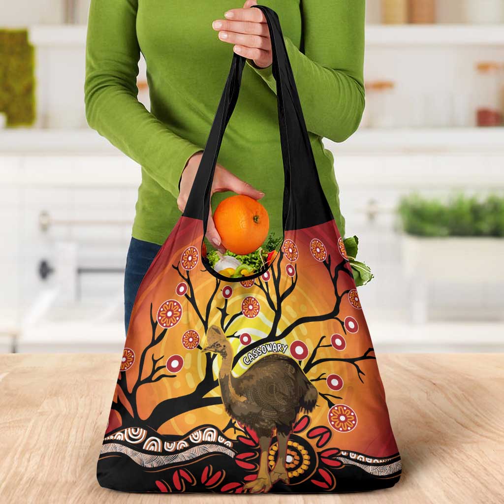 Keeper Of The Rainforest Cassowary Grocery Bag Aboriginal Art