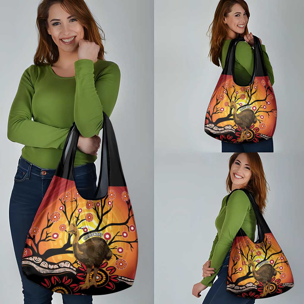Keeper Of The Rainforest Cassowary Grocery Bag Aboriginal Art