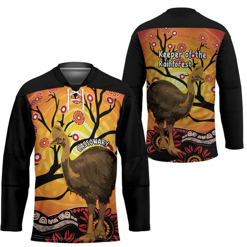 Keeper Of The Rainforest Cassowary Hockey Jersey Aboriginal Art - Aussie Hoodie