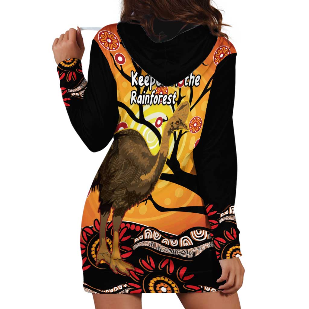 Keeper Of The Rainforest Cassowary Hoodie Dress Aboriginal Art