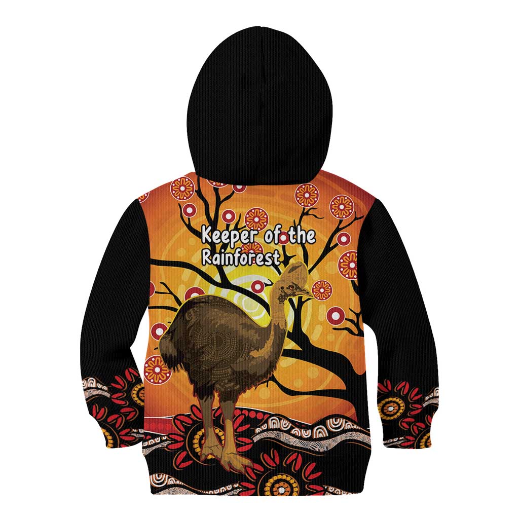 Keeper Of The Rainforest Cassowary Kid Hoodie Aboriginal Art