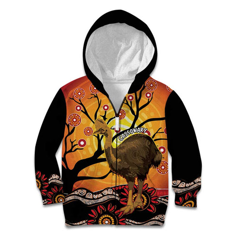 Keeper Of The Rainforest Cassowary Kid Hoodie Aboriginal Art
