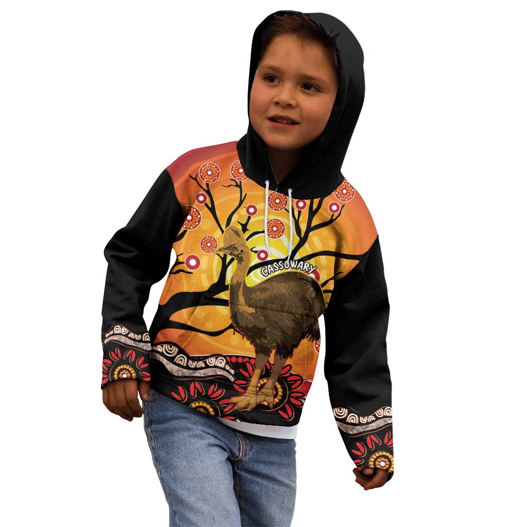 Keeper Of The Rainforest Cassowary Kid Hoodie Aboriginal Art