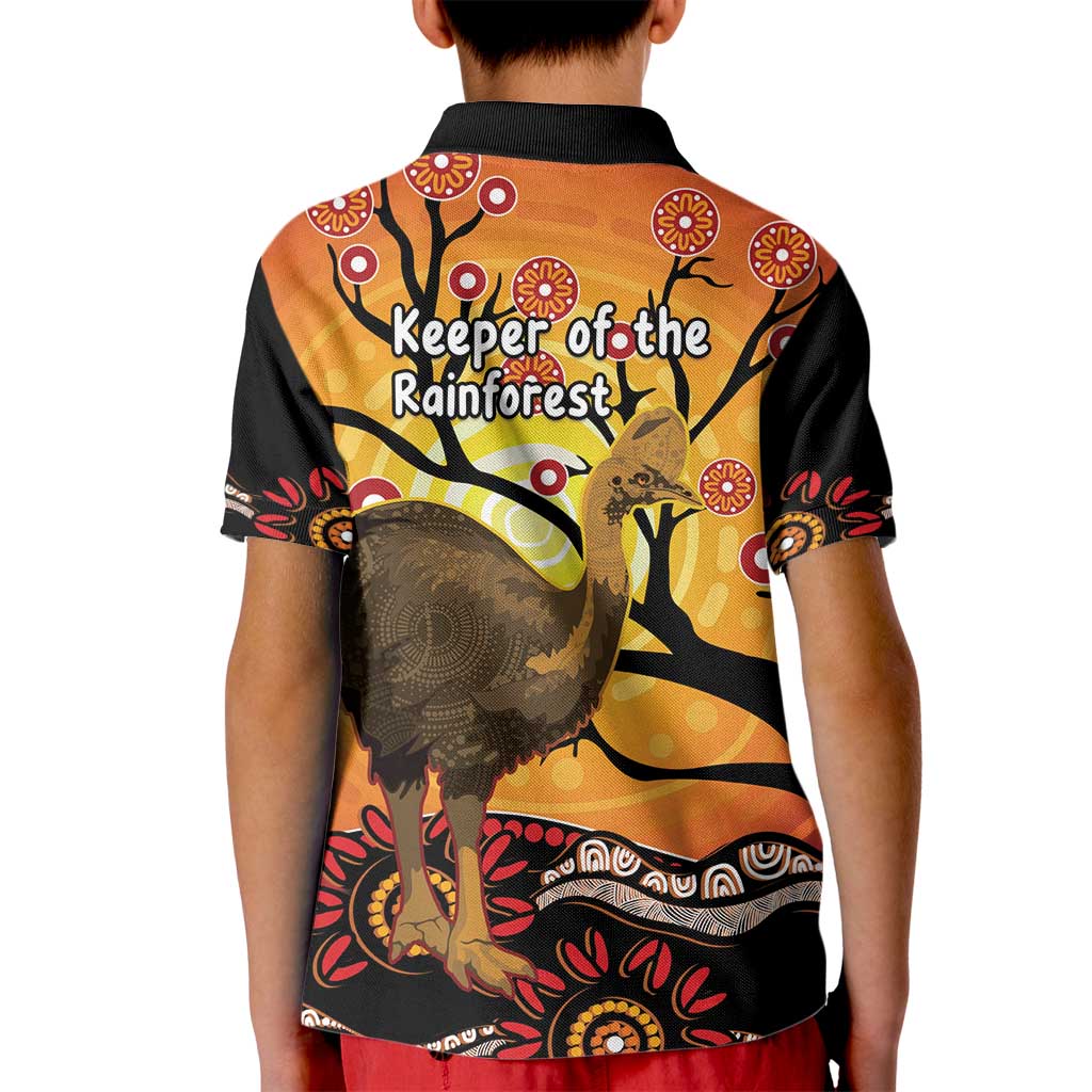 Keeper Of The Rainforest Cassowary Kid Polo Shirt Aboriginal Art