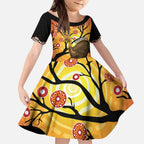 Keeper Of The Rainforest Cassowary Kid Short Sleeve Dress Aboriginal Art