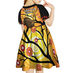 Keeper Of The Rainforest Cassowary Kid Short Sleeve Dress Aboriginal Art