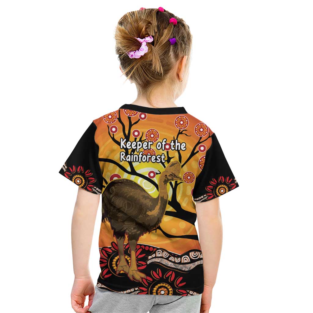 Keeper Of The Rainforest Cassowary Kid T Shirt Aboriginal Art