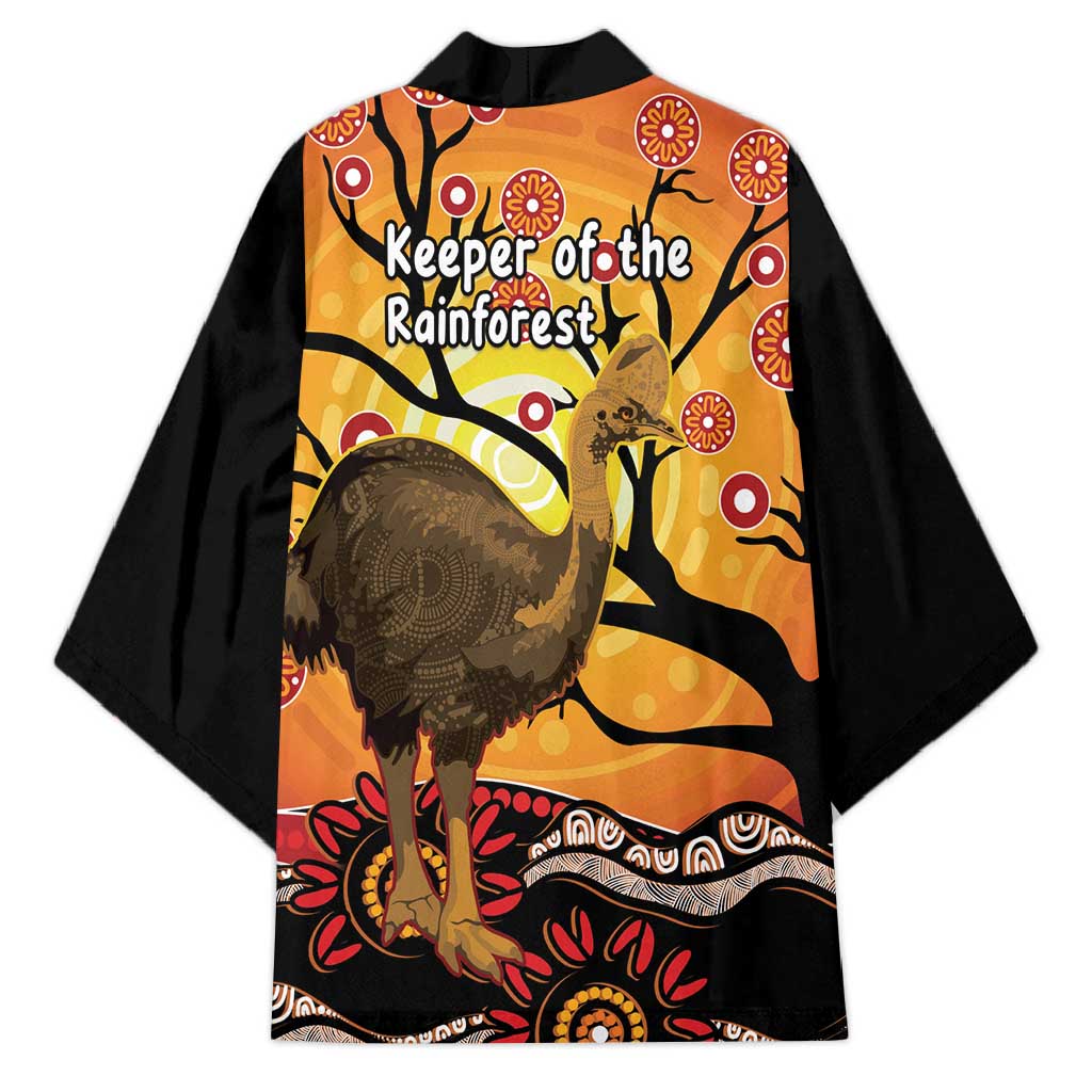 Keeper Of The Rainforest Cassowary Kimono Aboriginal Art - Aussie Hoodie