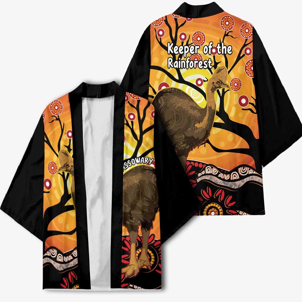 Keeper Of The Rainforest Cassowary Kimono Aboriginal Art - Aussie Hoodie