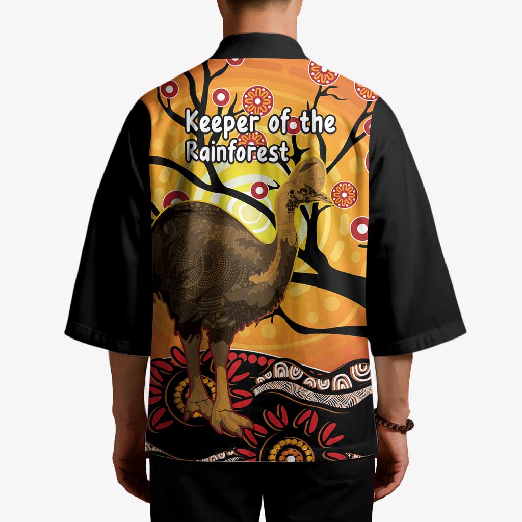 Keeper Of The Rainforest Cassowary Kimono Aboriginal Art - Aussie Hoodie