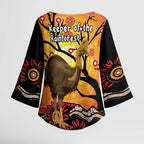 Keeper Of The Rainforest Cassowary Kimono Sleeve Blouse Aboriginal Art - Aussie Hoodie