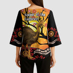 Keeper Of The Rainforest Cassowary Kimono Sleeve Blouse Aboriginal Art - Aussie Hoodie