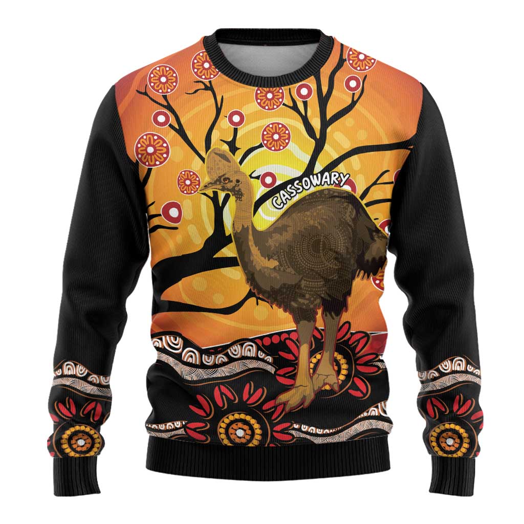 Keeper Of The Rainforest Cassowary Ugly Christmas Sweater Aboriginal Art - Aussie Hoodie