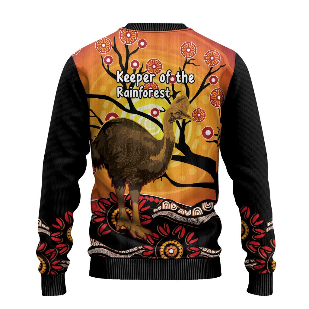 Keeper Of The Rainforest Cassowary Ugly Christmas Sweater Aboriginal Art - Aussie Hoodie