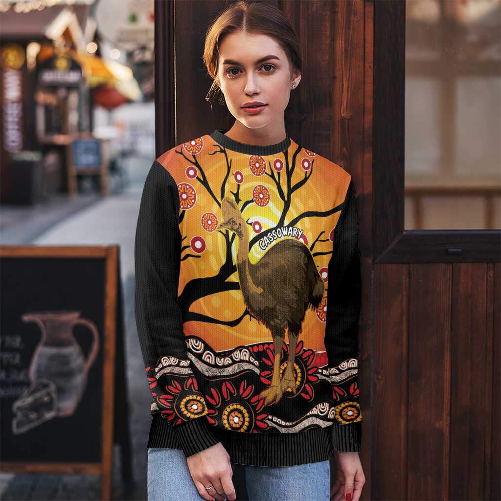 Keeper Of The Rainforest Cassowary Ugly Christmas Sweater Aboriginal Art - Aussie Hoodie