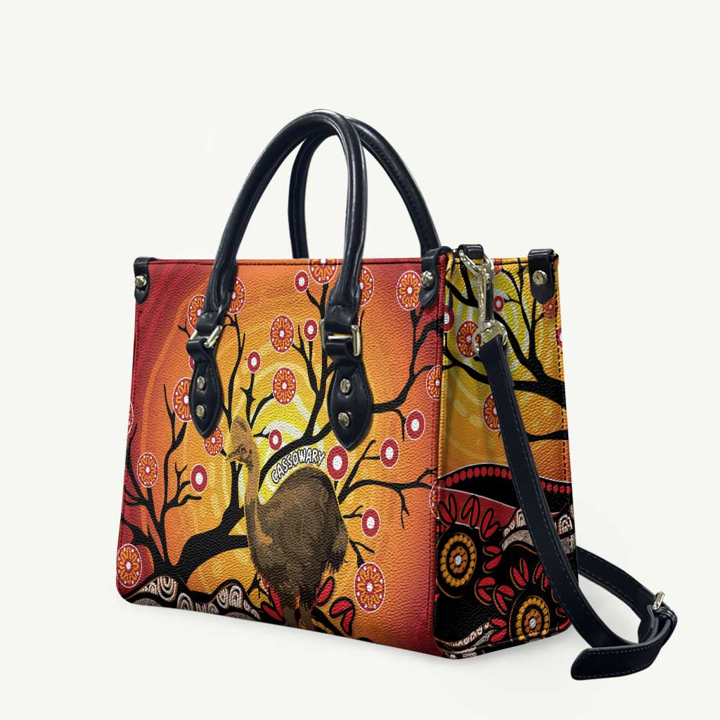 Keeper Of The Rainforest Cassowary Leather Bag Aboriginal Art - Aussie Hoodie