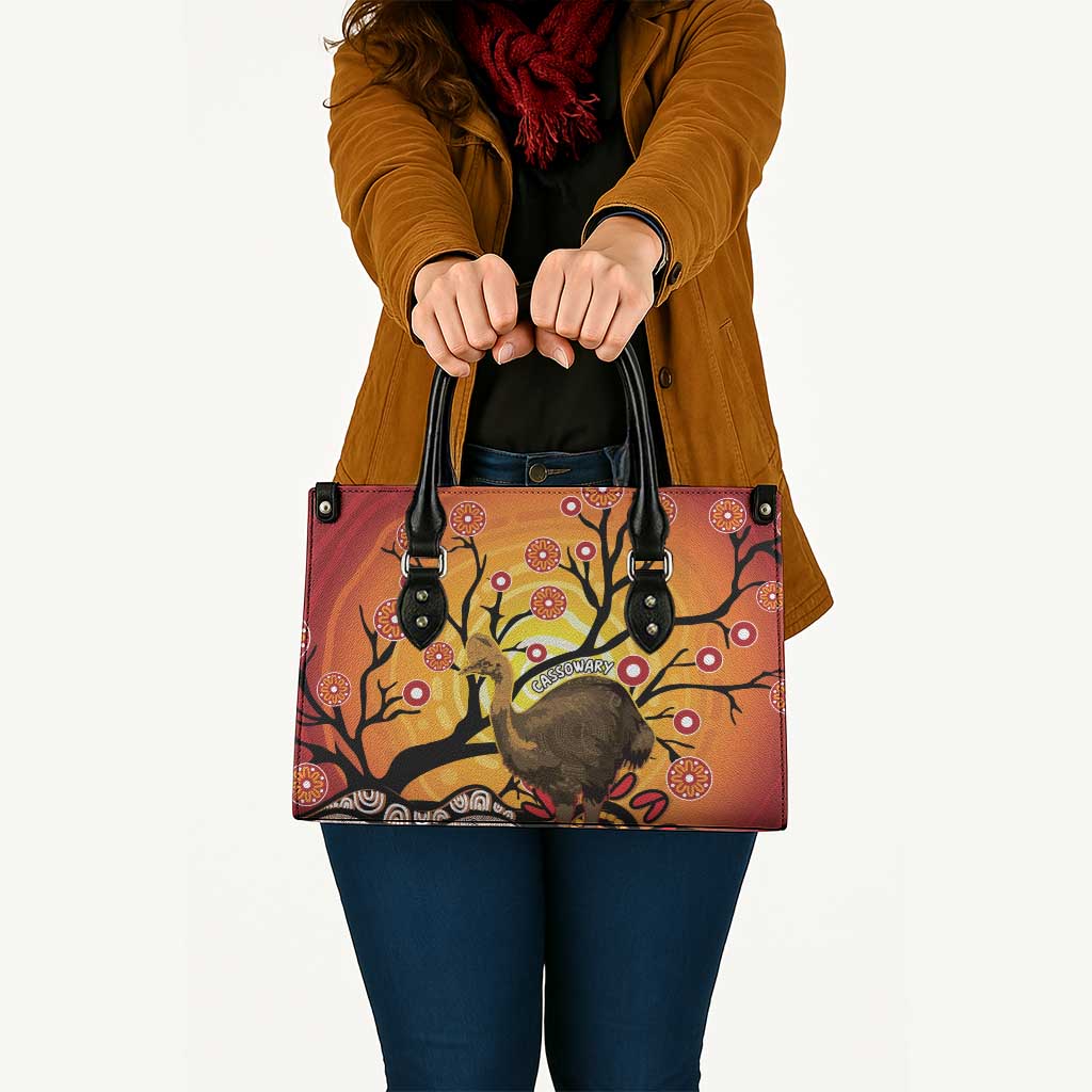 Keeper Of The Rainforest Cassowary Leather Bag Aboriginal Art - Aussie Hoodie