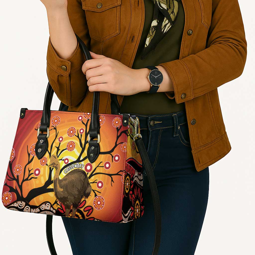 Keeper Of The Rainforest Cassowary Leather Bag Aboriginal Art - Aussie Hoodie
