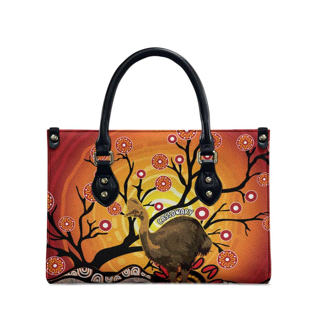 Keeper Of The Rainforest Cassowary Leather Bag Aboriginal Art - Aussie Hoodie