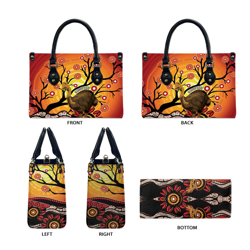 Keeper Of The Rainforest Cassowary Leather Bag Aboriginal Art - Aussie Hoodie