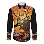 Keeper Of The Rainforest Cassowary Long Sleeve Button Shirt Aboriginal Art