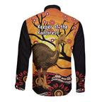 Keeper Of The Rainforest Cassowary Long Sleeve Button Shirt Aboriginal Art