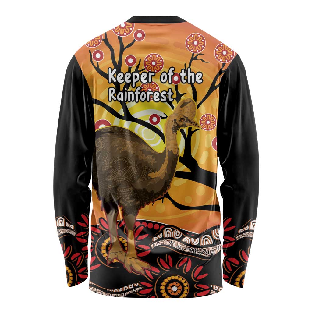 Keeper Of The Rainforest Cassowary Long Sleeve Shirt Aboriginal Art