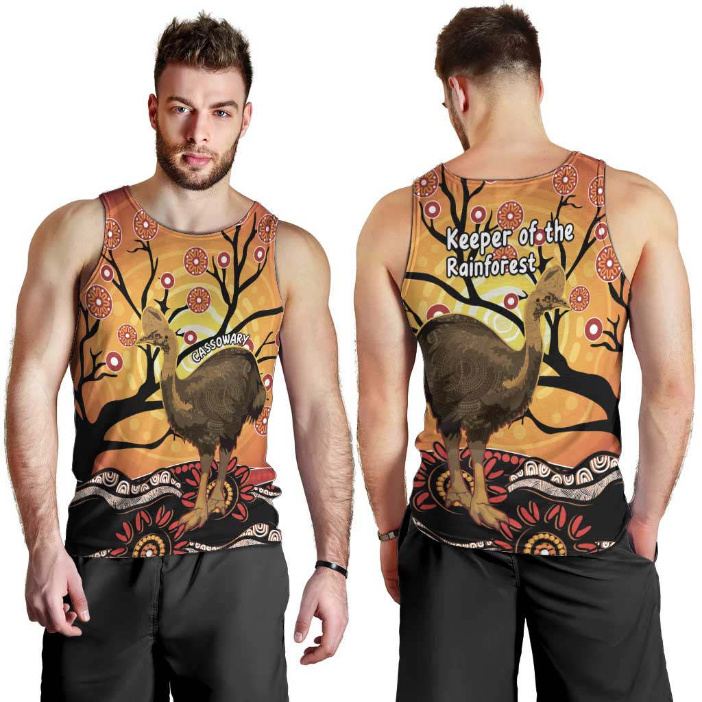 Keeper Of The Rainforest Cassowary Men Tank Top Aboriginal Art