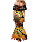 Keeper Of The Rainforest Cassowary Mermaid Dress Aboriginal Art