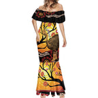 Keeper Of The Rainforest Cassowary Mermaid Dress Aboriginal Art