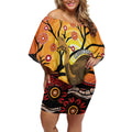 Keeper Of The Rainforest Cassowary Off Shoulder Short Dress Aboriginal Art