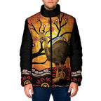 Keeper Of The Rainforest Cassowary Padded Jacket Aboriginal Art - Aussie Hoodie