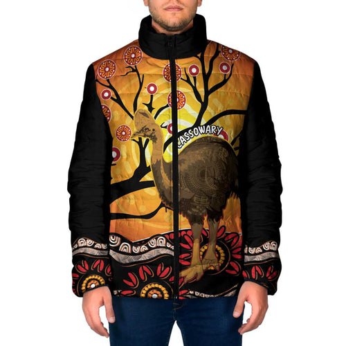 Keeper Of The Rainforest Cassowary Padded Jacket Aboriginal Art - Aussie Hoodie
