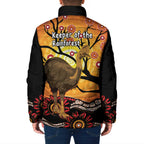 Keeper Of The Rainforest Cassowary Padded Jacket Aboriginal Art - Aussie Hoodie