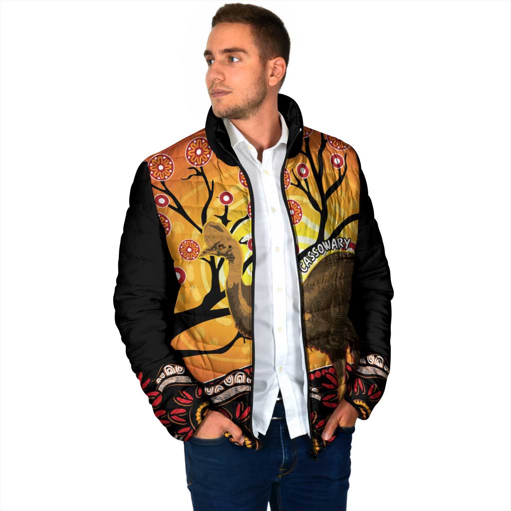 Keeper Of The Rainforest Cassowary Padded Jacket Aboriginal Art - Aussie Hoodie