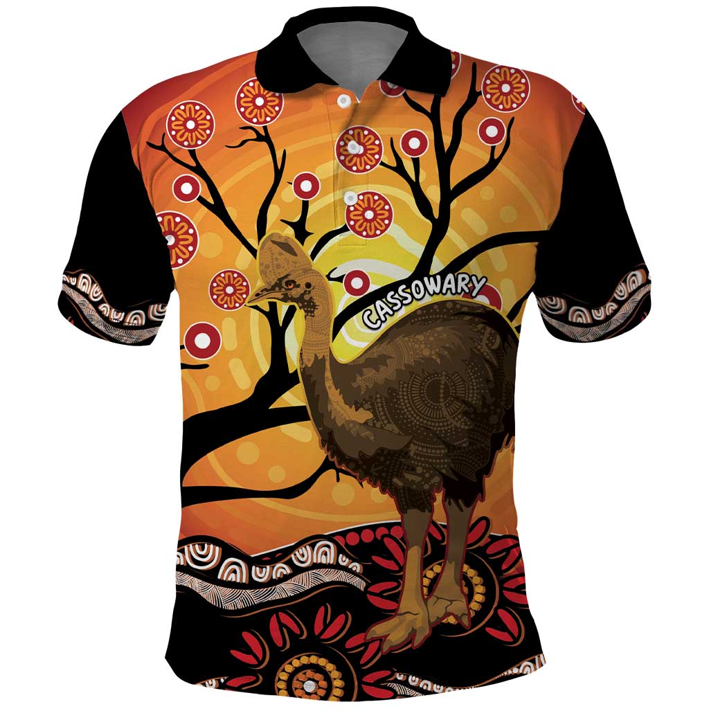 Keeper Of The Rainforest Cassowary Polo Shirt Aboriginal Art