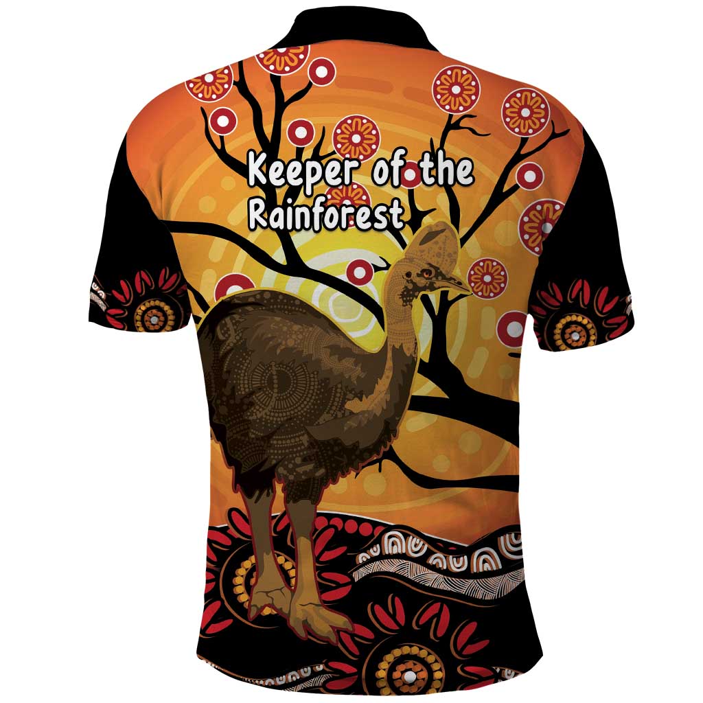 Keeper Of The Rainforest Cassowary Polo Shirt Aboriginal Art