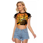 Keeper Of The Rainforest Cassowary Raglan Cropped T Shirt Aboriginal Art