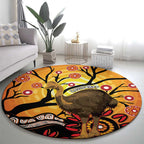 Keeper Of The Rainforest Cassowary Round Carpet Aboriginal Art