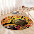 Keeper Of The Rainforest Cassowary Round Carpet Aboriginal Art
