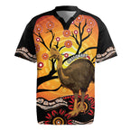 Keeper Of The Rainforest Cassowary Rugby Jersey Aboriginal Art