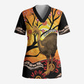 Keeper Of The Rainforest Cassowary Scrub Top Aboriginal Art - Aussie Hoodie