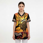 Keeper Of The Rainforest Cassowary Scrub Top Aboriginal Art - Aussie Hoodie