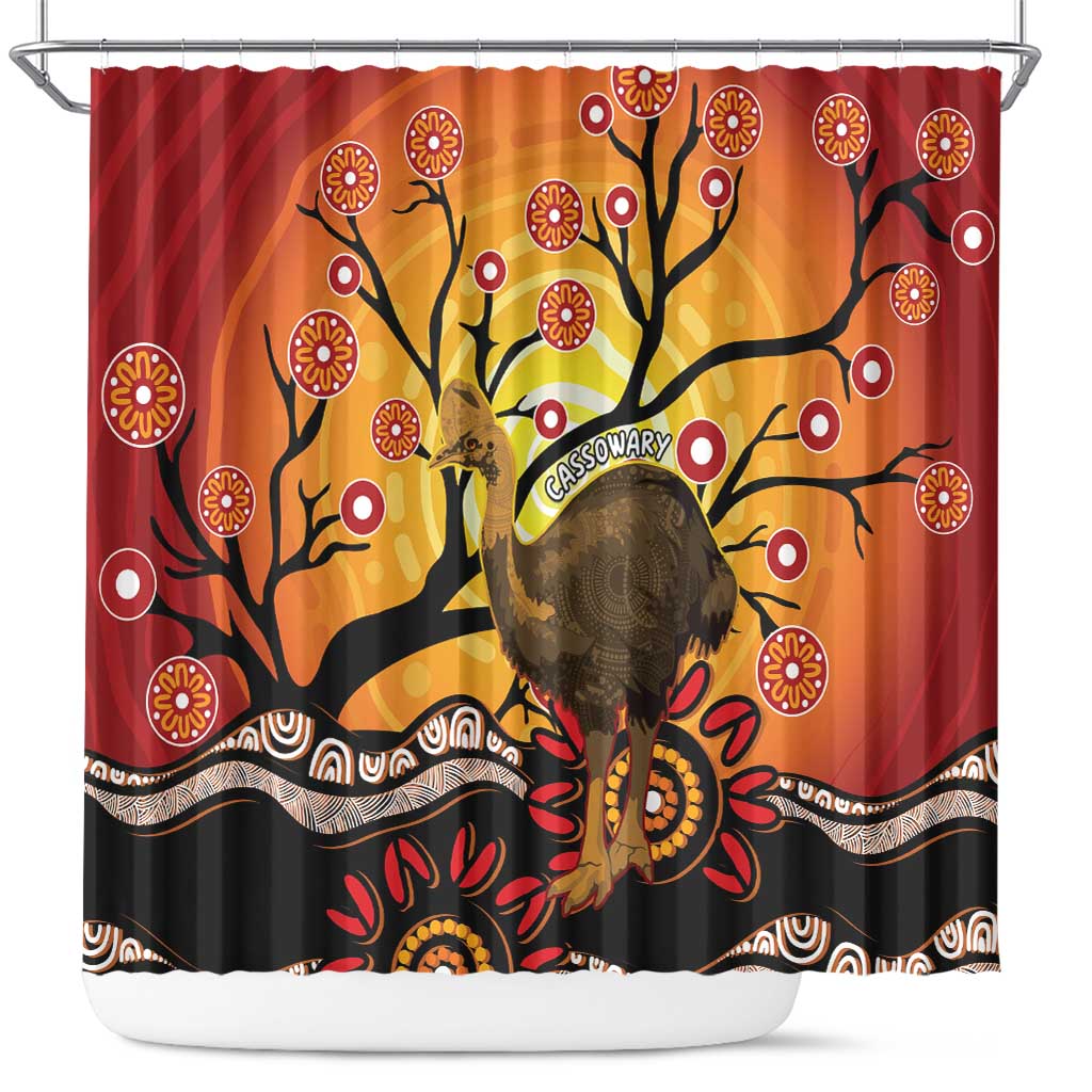 Keeper Of The Rainforest Cassowary Shower Curtain Aboriginal Art