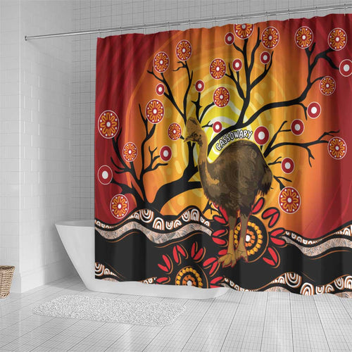 Keeper Of The Rainforest Cassowary Shower Curtain Aboriginal Art