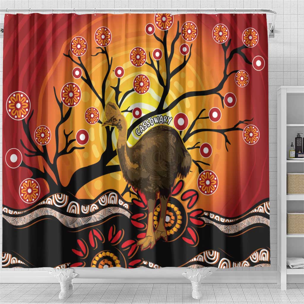 Keeper Of The Rainforest Cassowary Shower Curtain Aboriginal Art