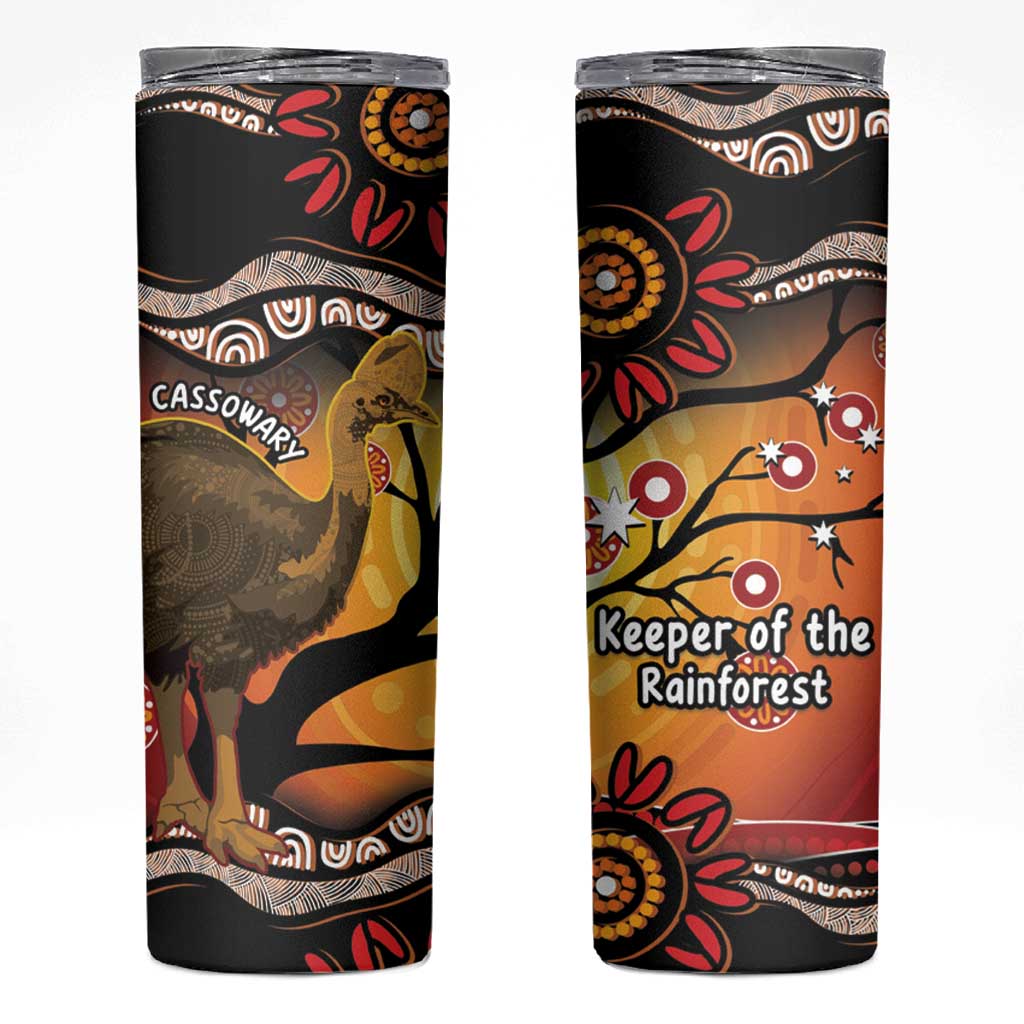 Keeper Of The Rainforest Cassowary Skinny Tumbler Aboriginal Art