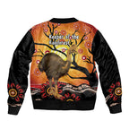 Keeper Of The Rainforest Cassowary Sleeve Zip Bomber Jacket Aboriginal Art
